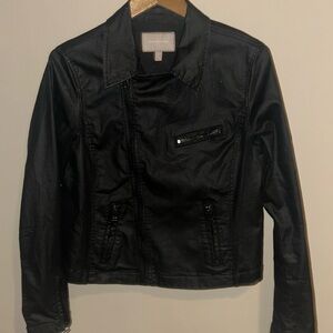 Banana Republic Black Coated Denim Moto Jacket